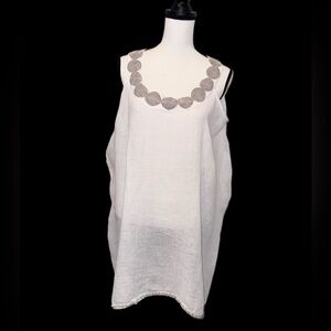 HARRIS COTTON swim Resort Collection white linen swim coverup women’s one size